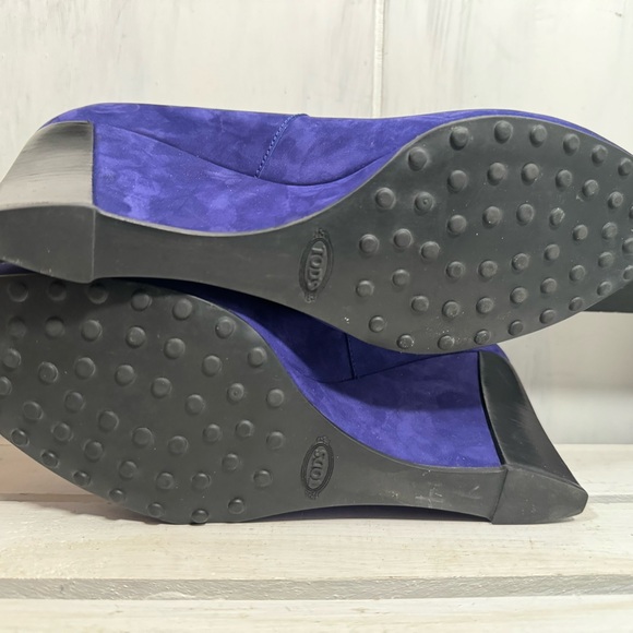 Tods PURPLE Suede Round Toe Wedges, Size IT 40/US 10, NNB, $1250, Walkable Chic. - Picture 7 of 8
